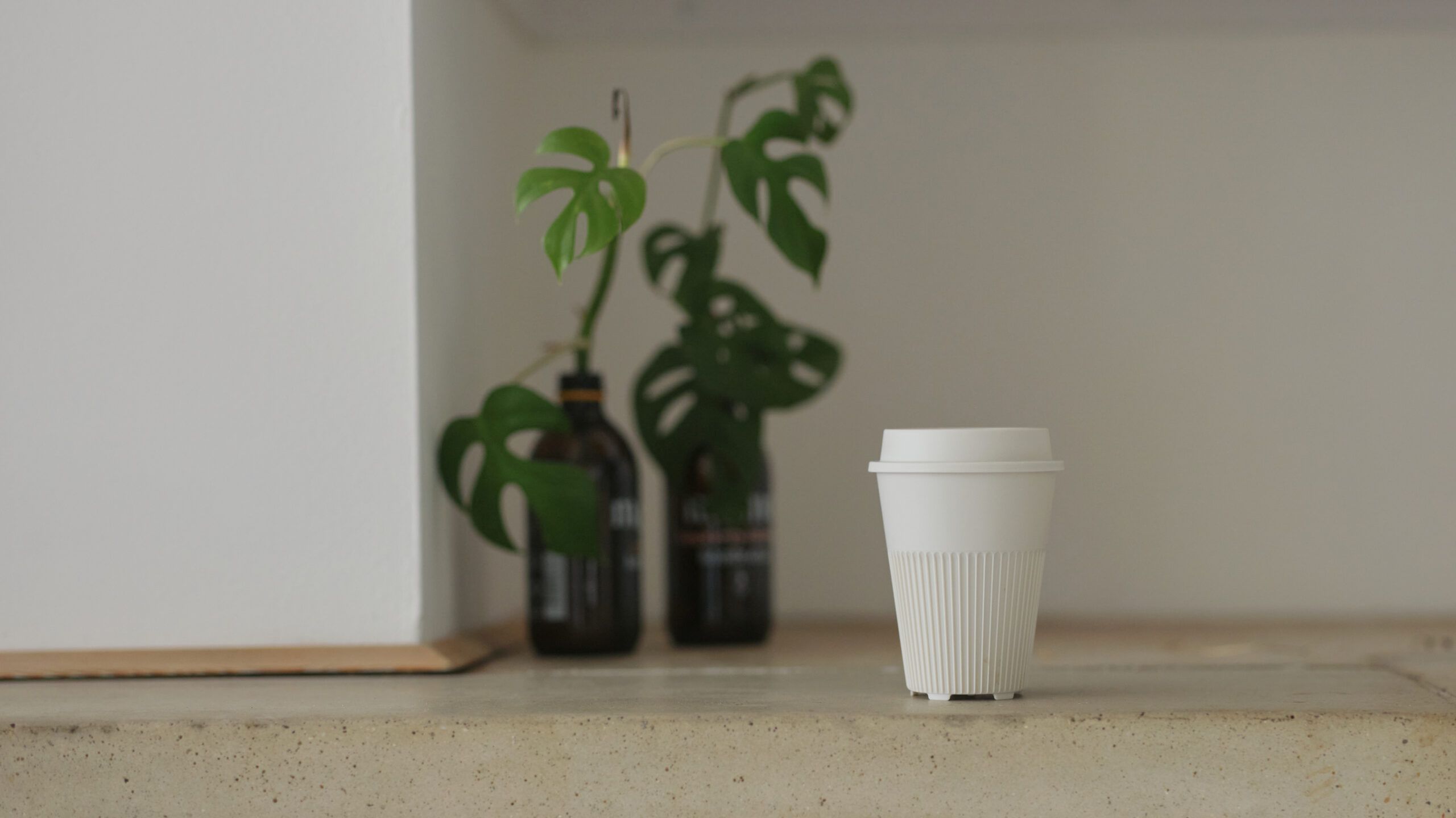 Returnable cup in chalk in cafe