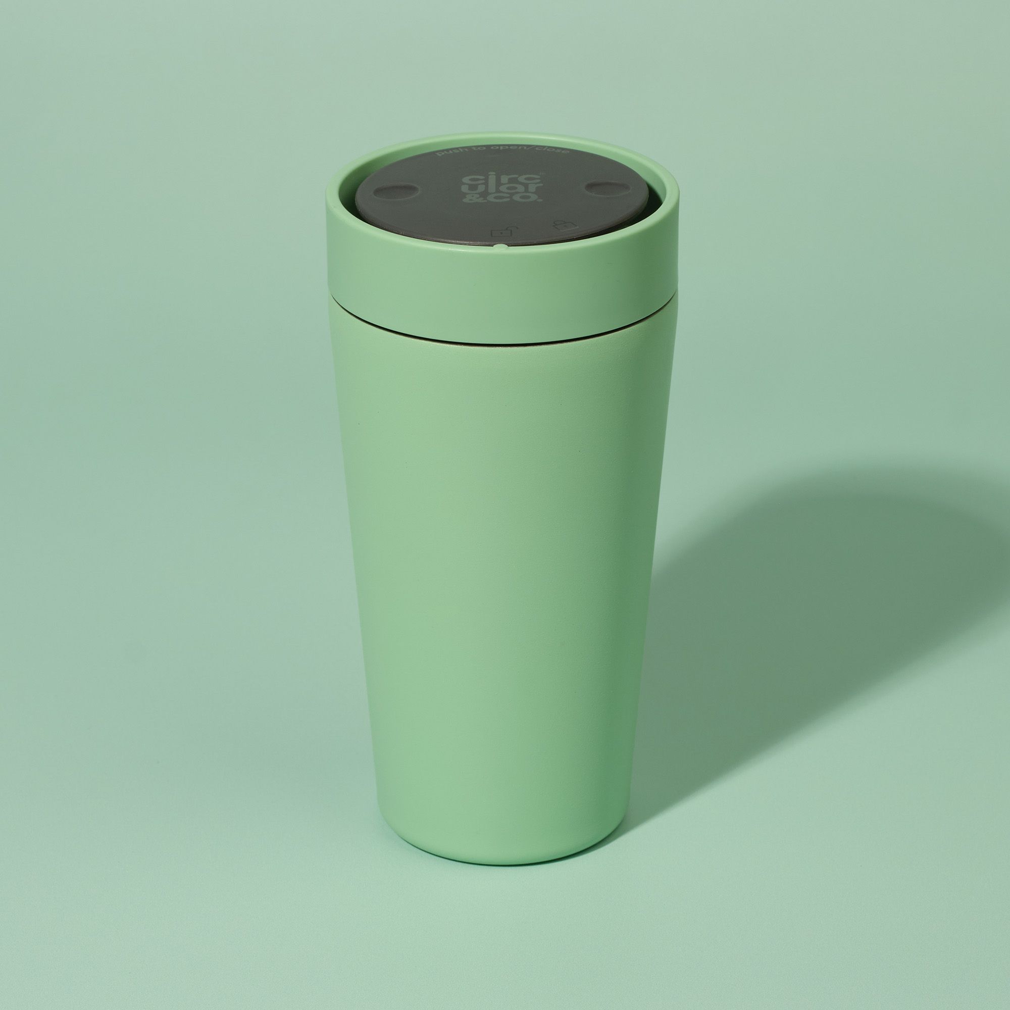 Circular&Co Website_ Stainless Steel_Reusable Cup_ Seaglass Green_12oz Circular&Co Reusable Travel Mug Coffee Cup Stainless Steel Seaglass Green 12oz