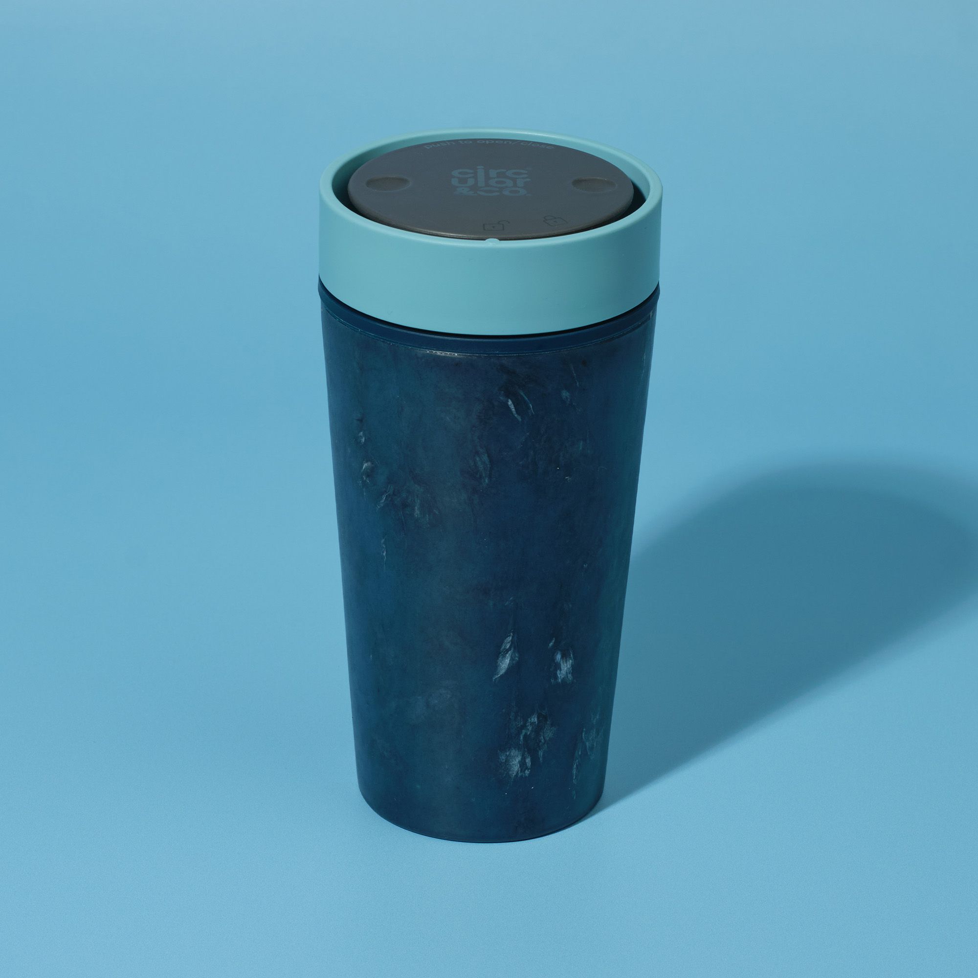 Circular&Co Reusable Coffee Cup Made From Fabric Waste Stonewash Blue 12oz